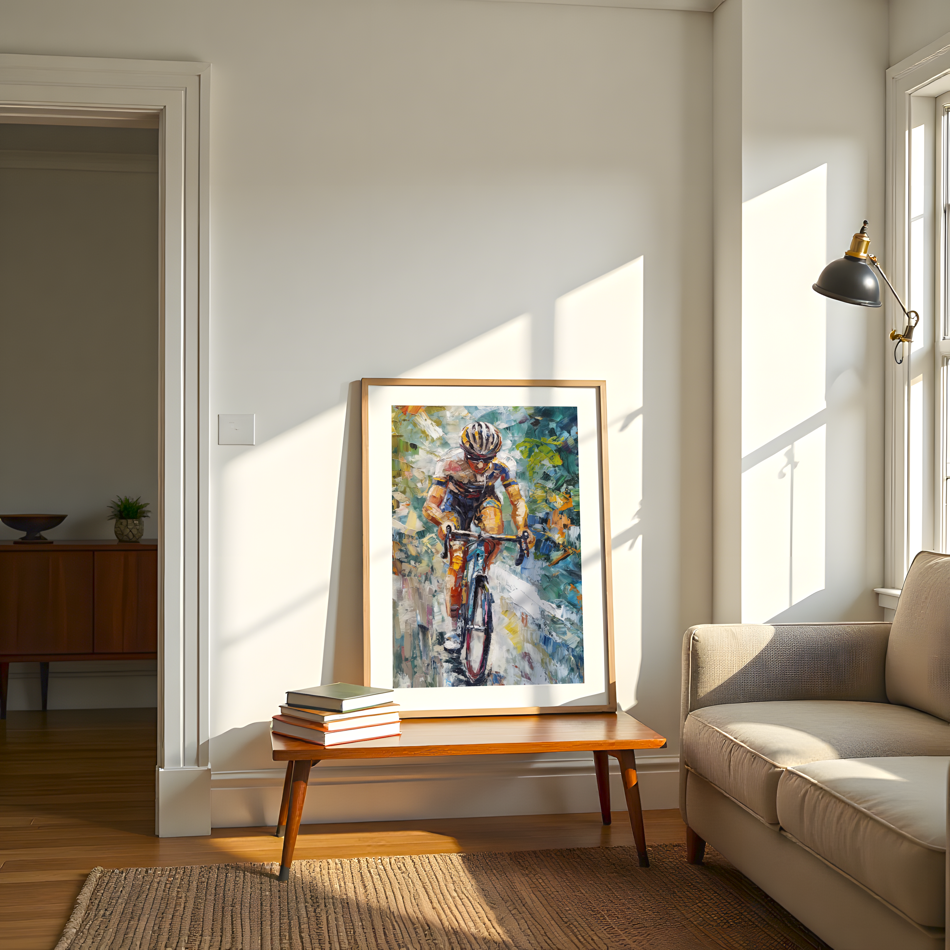 Abstract Cycling Wall Art – Man on Bicycle Canvas Print for Home or Gym Decor