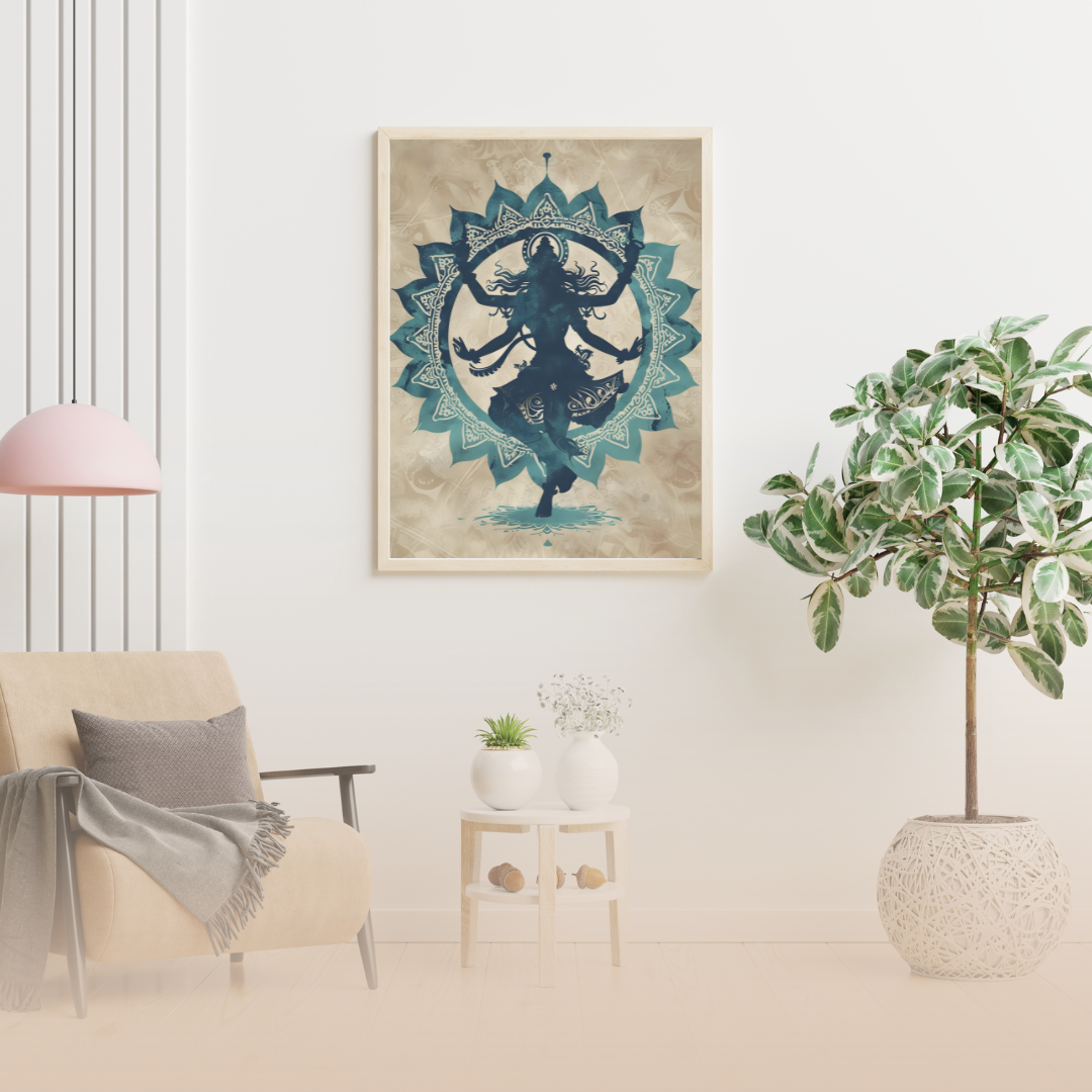 Nataraj Poster Print – Lord Shiva Cosmic Dance Canvas Wall Art for Spiritual Decor