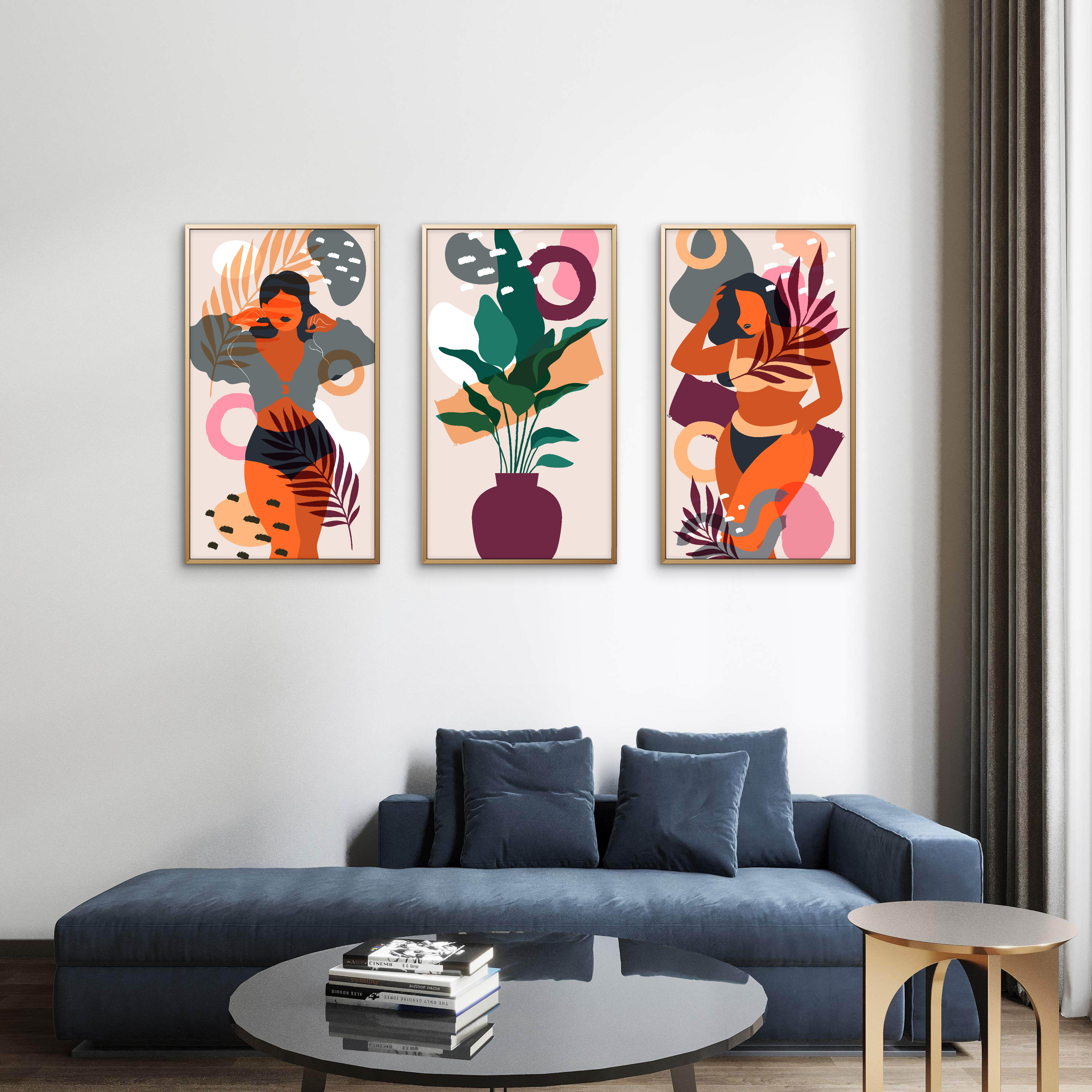 Boho Muse – Abstract Woman & Plant Wall Art Set
