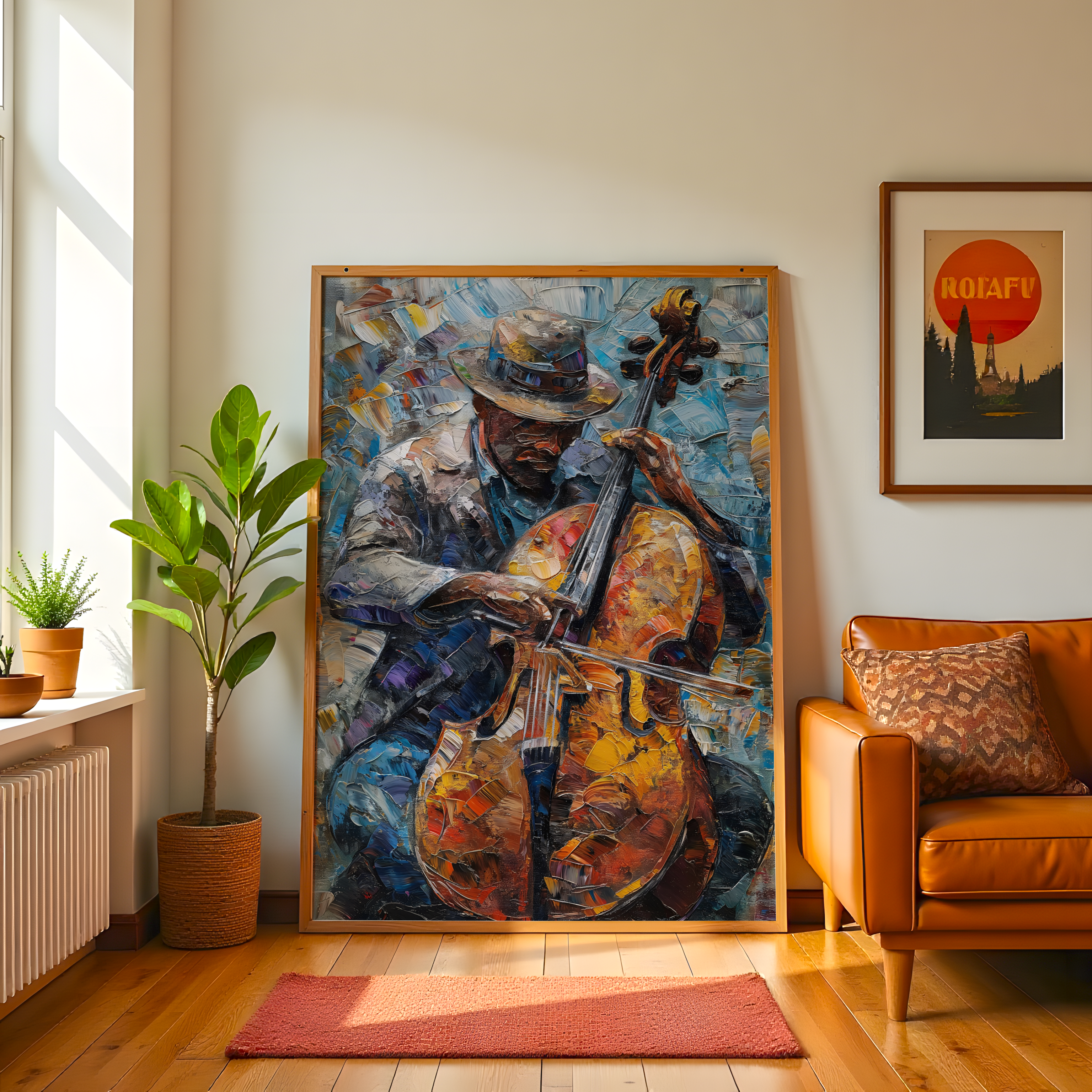 Abstract Violin Player Wall Art – Musician Canvas Print for Home Decor