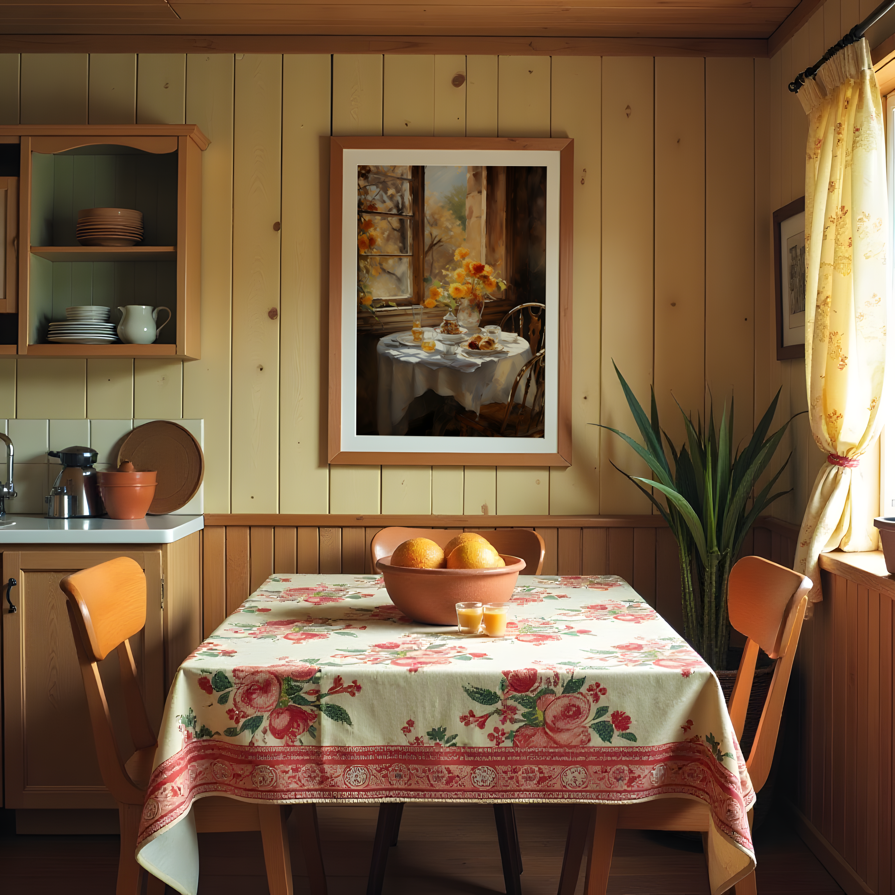 Golden Morning – Autumn Breakfast Window Canvas Art