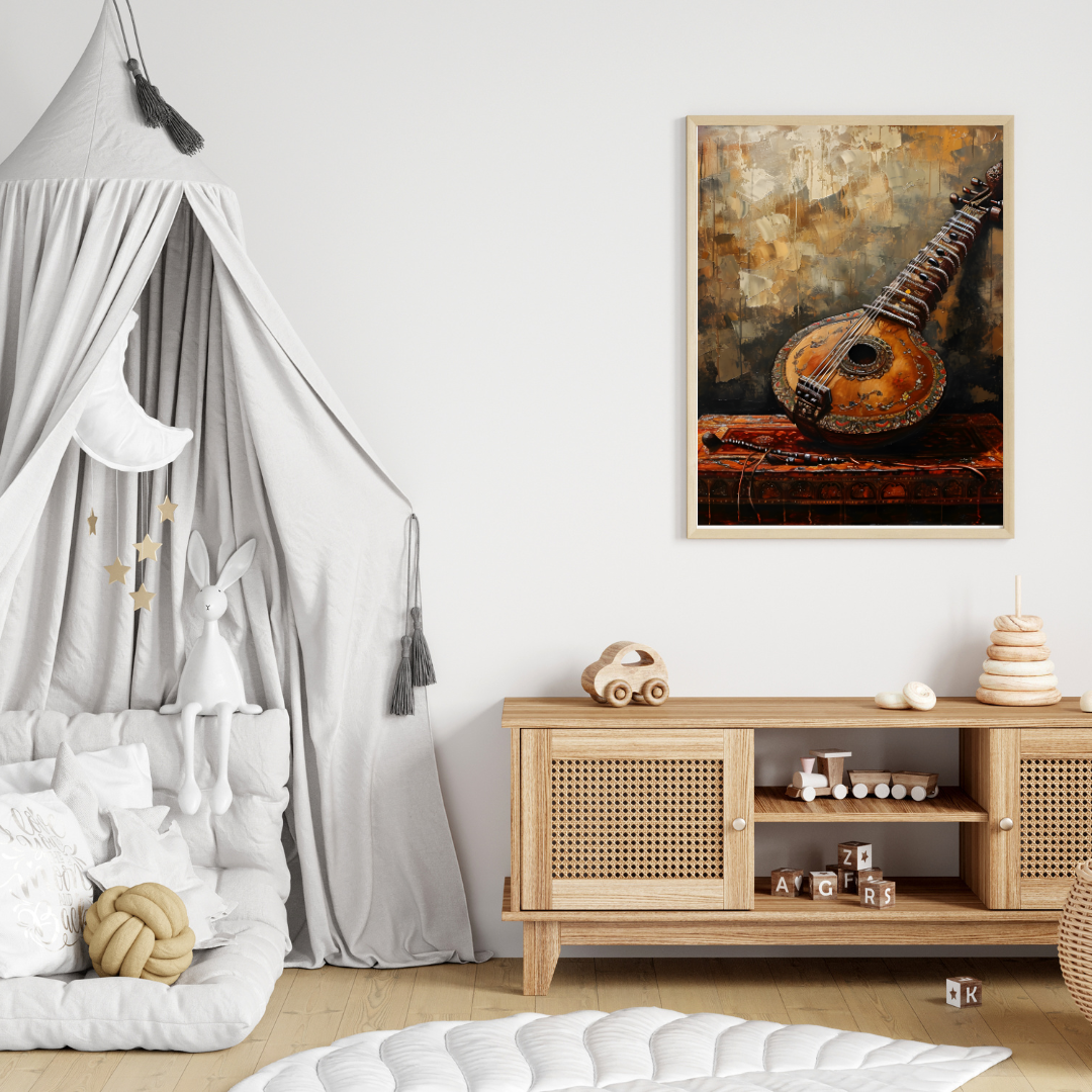 Tanpura Indian Musical Instrument – Canvas Print Wall Art