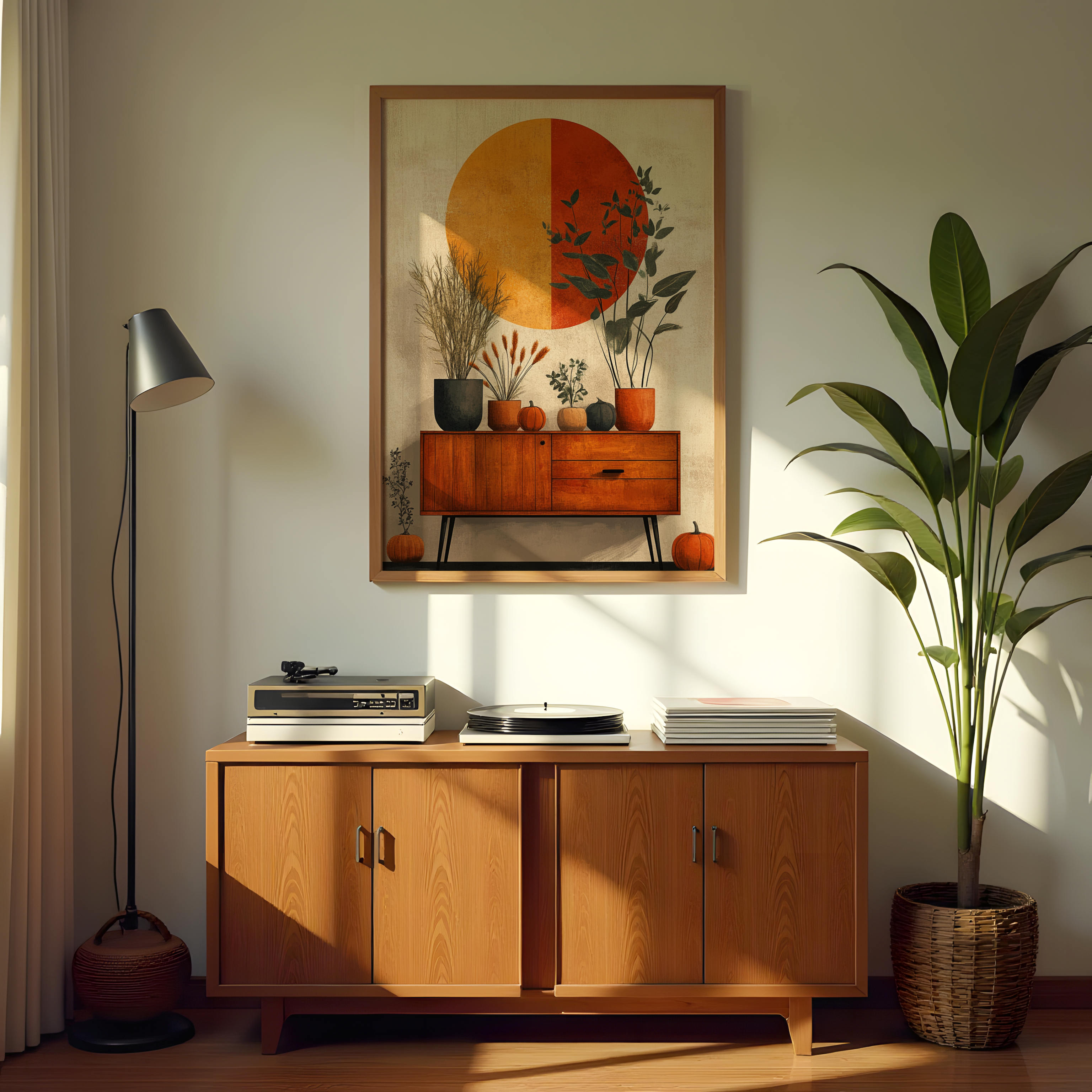 Modern retro framed wall décor for living room interiors