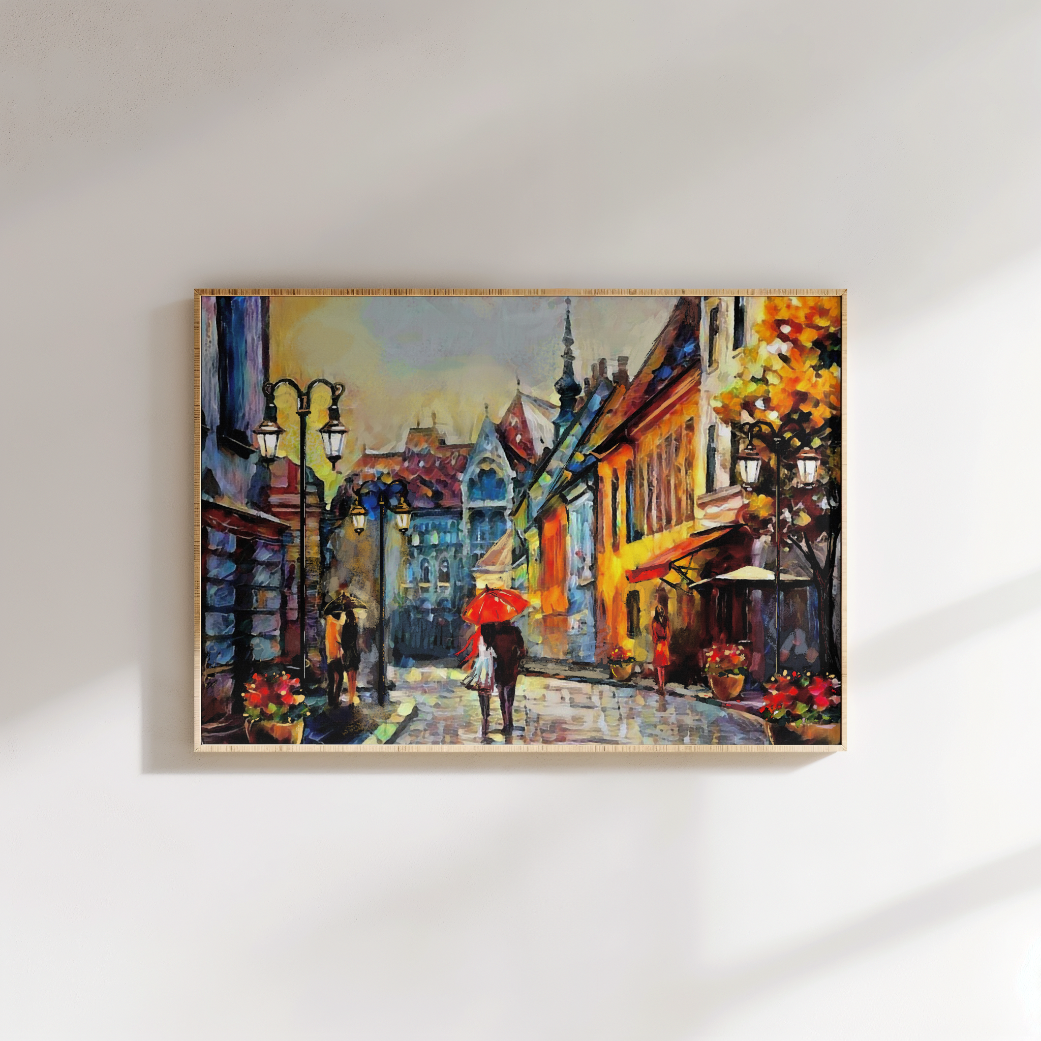 Romantic Stroll – Abstract City Street Canvas Wall Art