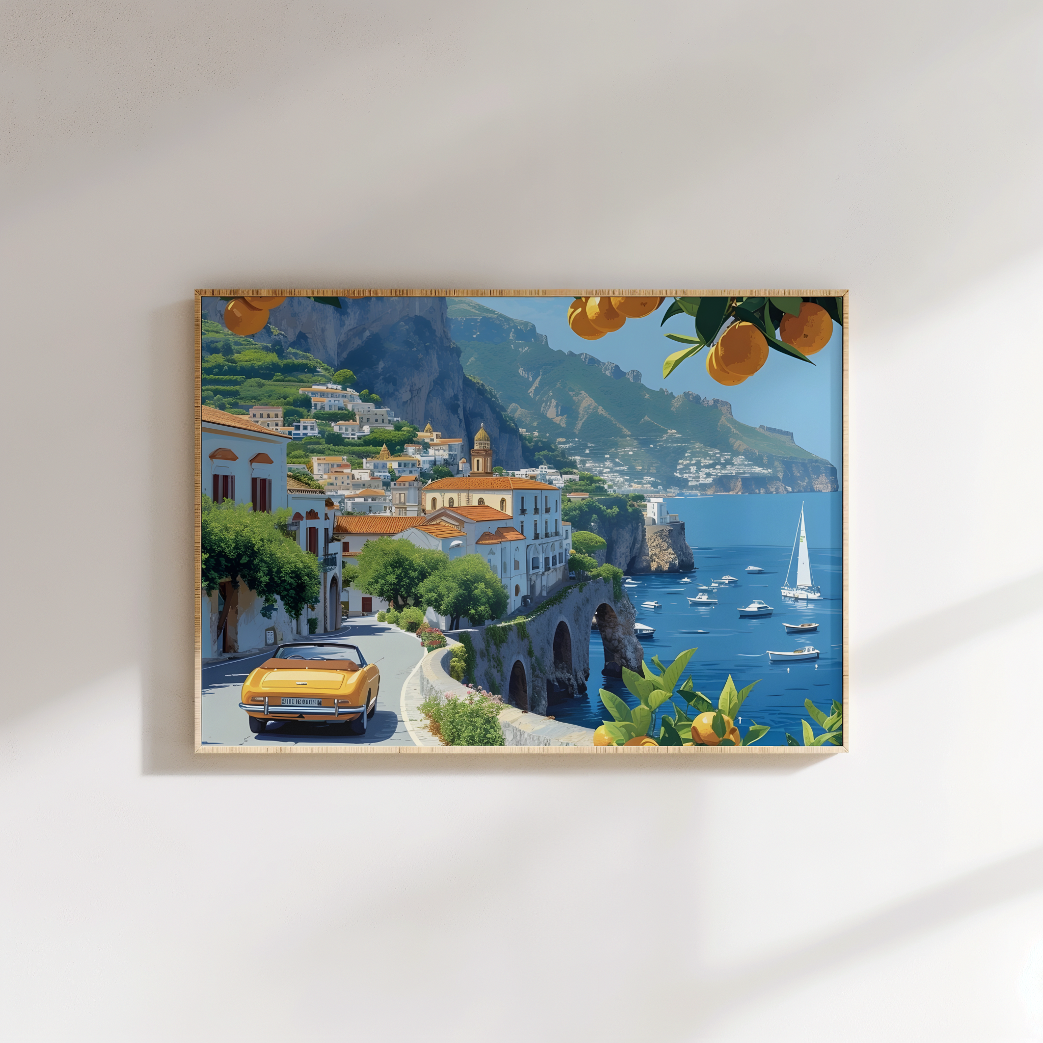 Mediterranean Coastal Drive – Vibrant Travel Canvas Wall Art
