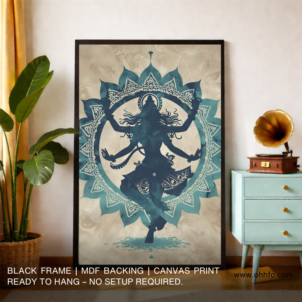 Nataraj Poster Print – Lord Shiva Cosmic Dance Canvas Wall Art for Spiritual Decor