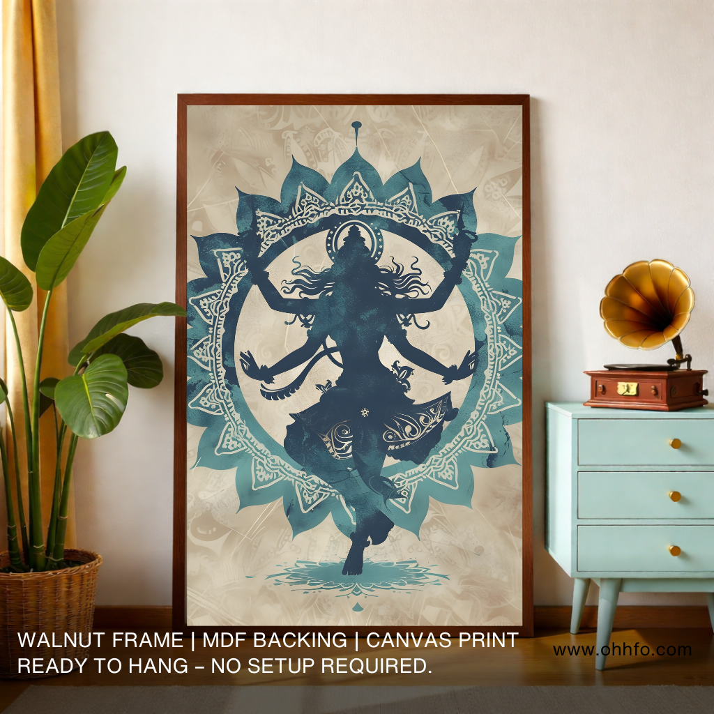 Nataraj Poster Print – Lord Shiva Cosmic Dance Canvas Wall Art for Spiritual Decor
