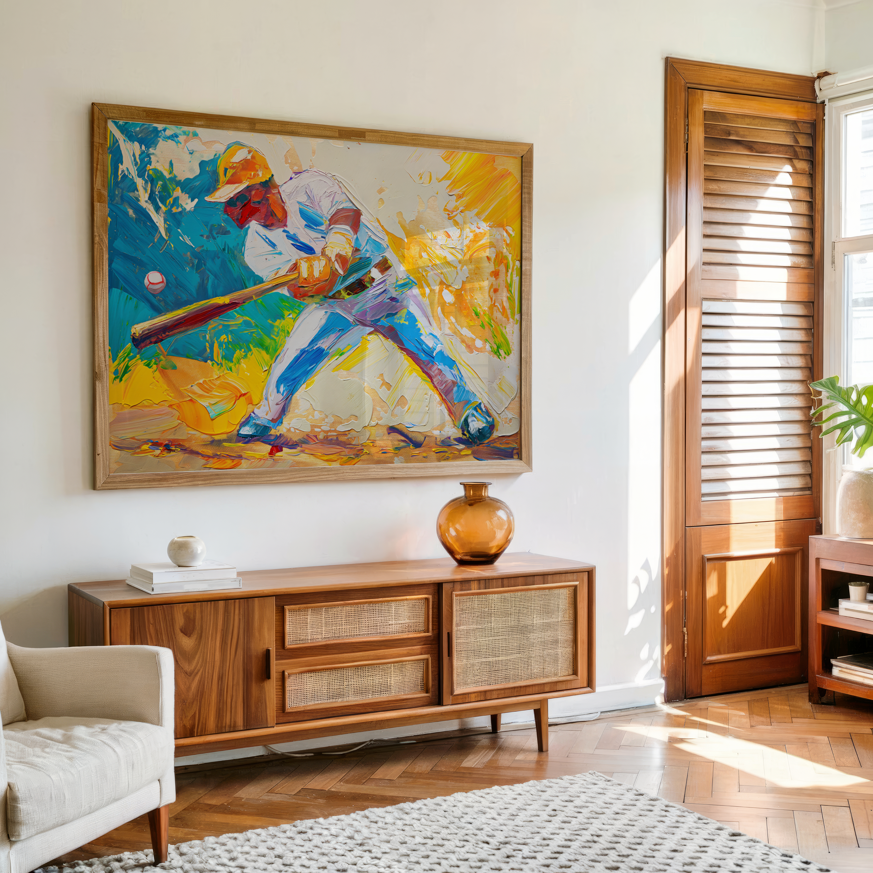 Swing of Victory – Abstract Baseball Canvas Wall Art