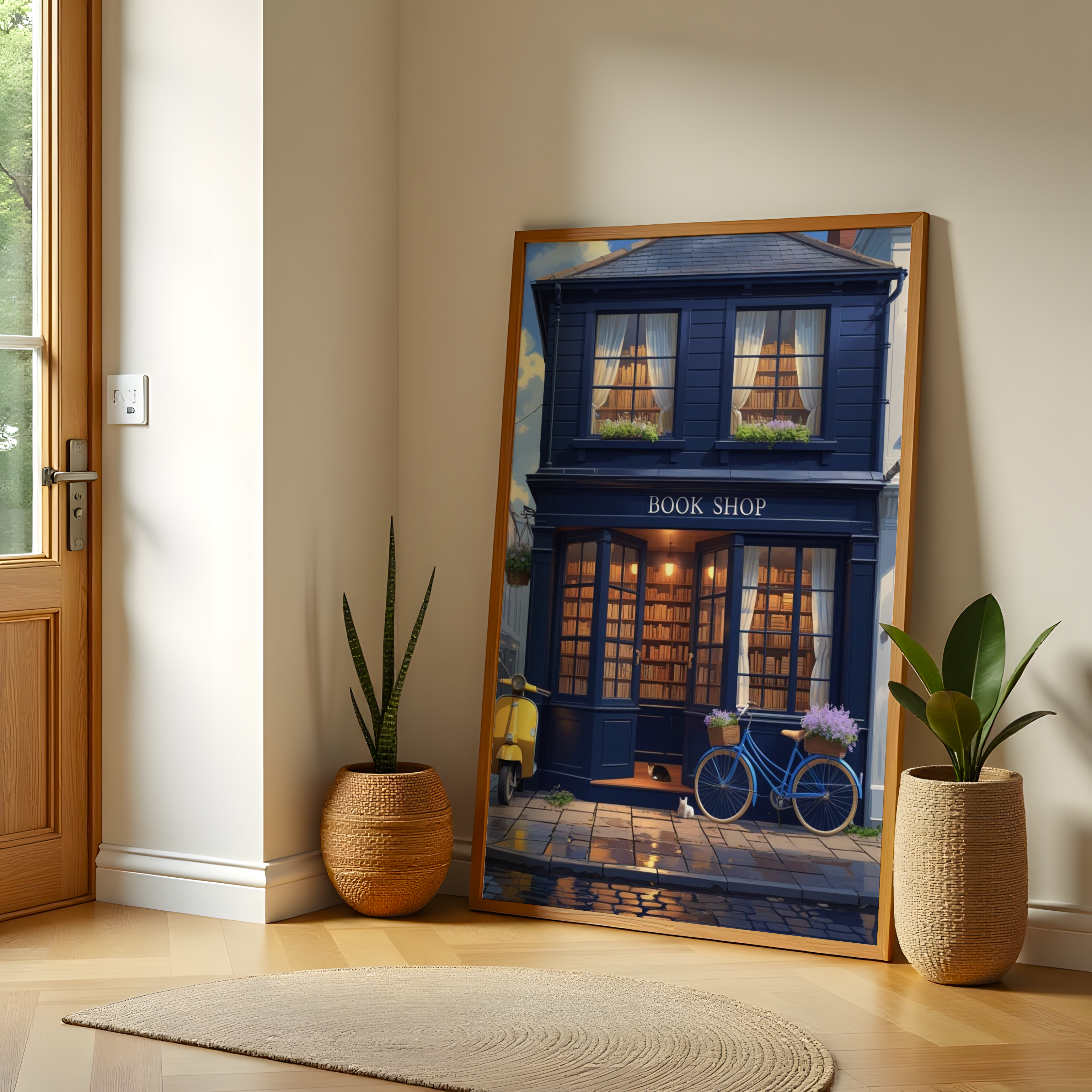 Vintage Book Store Street View – Wall Art Print