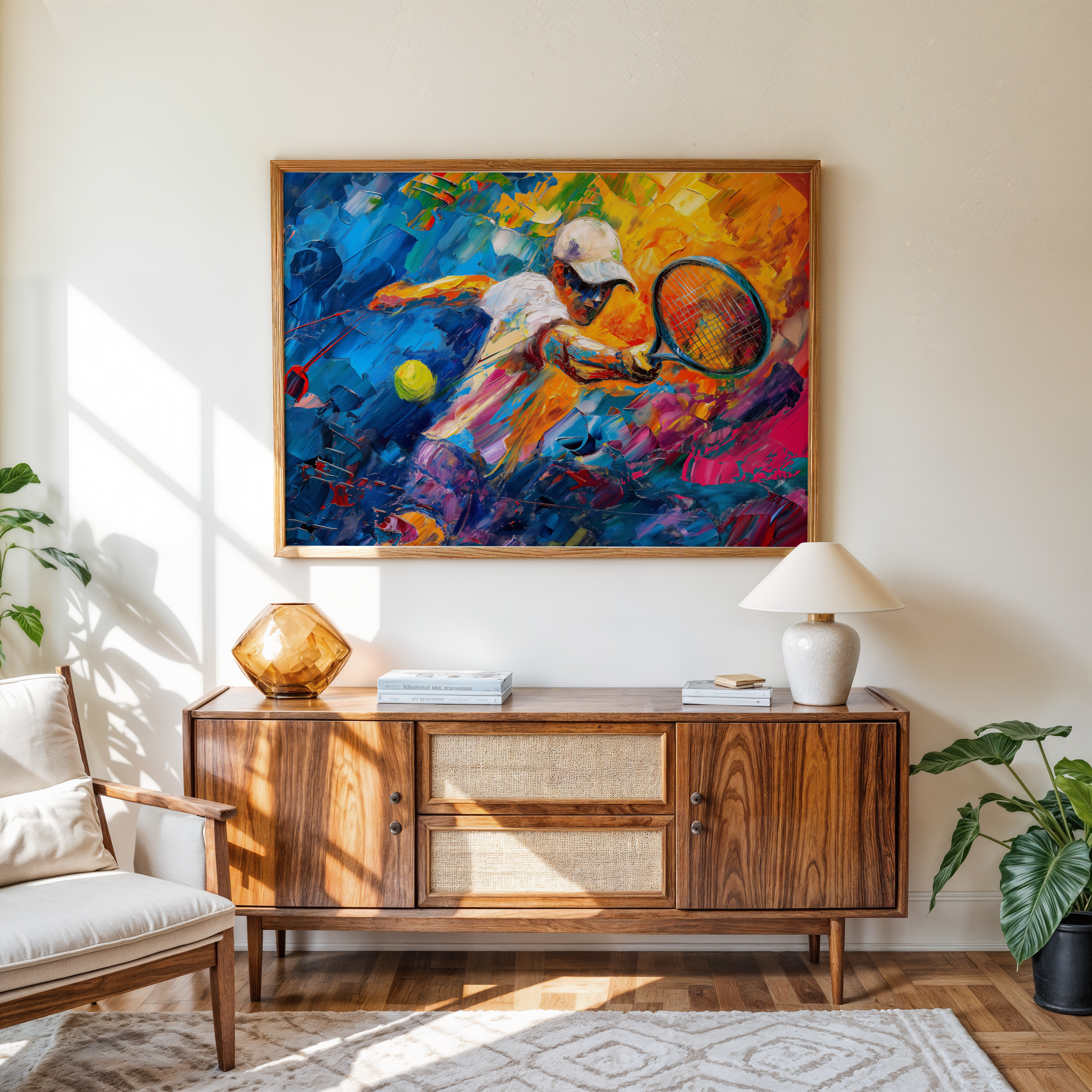 Abstract badminton canvas wall art for study or game room décor