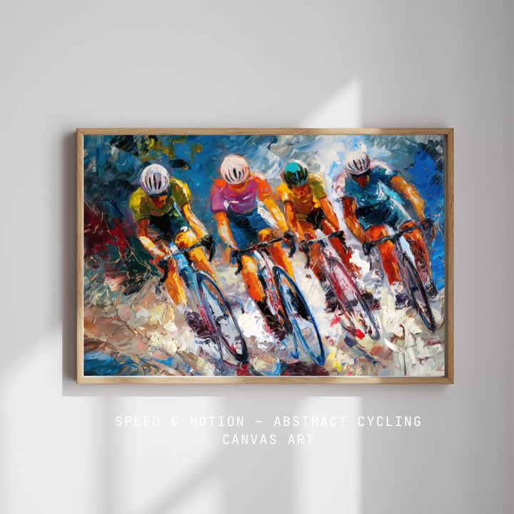 Modern abstract cycling painting with motion strokes