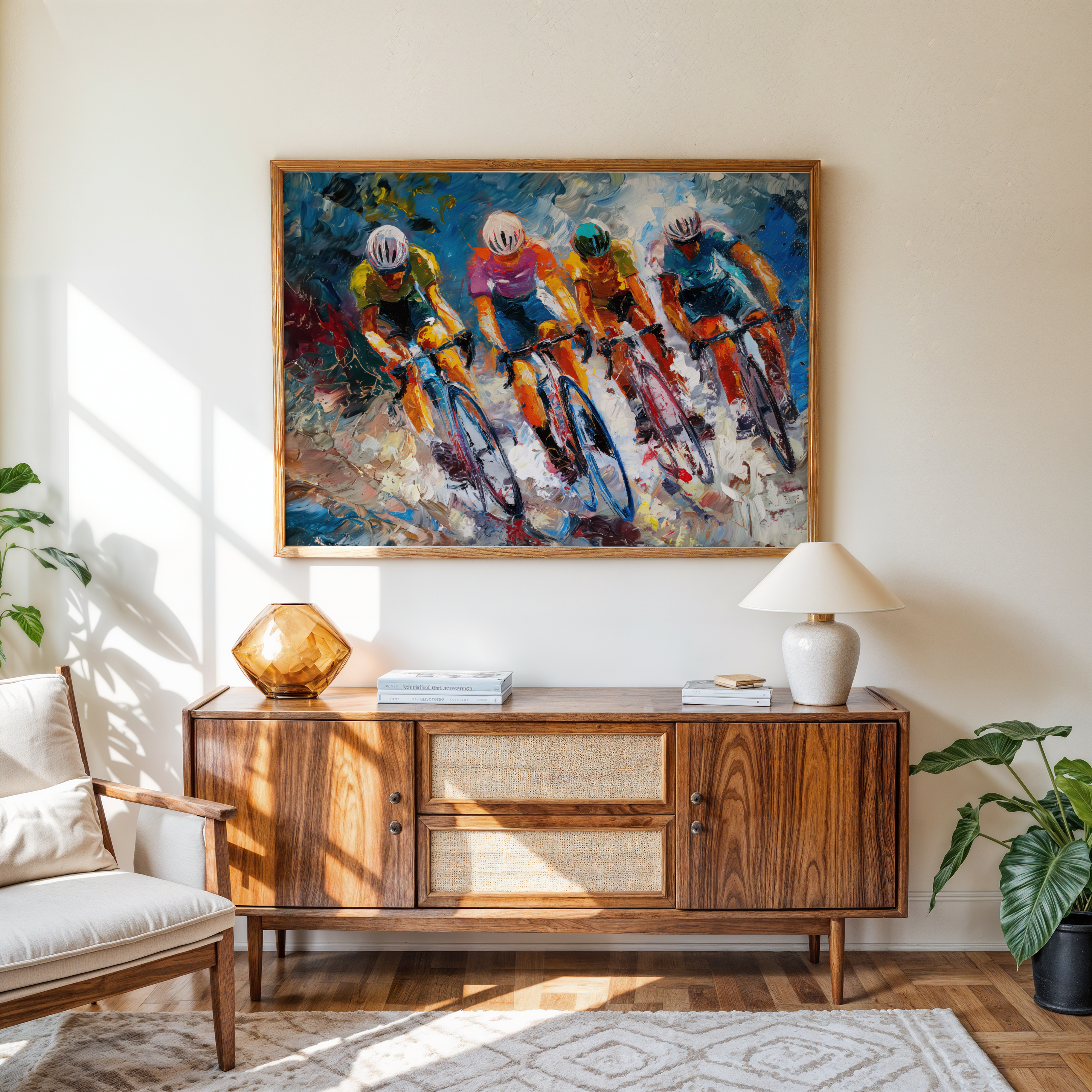 Abstract Cycling Wall Art – Modern Sport Painting for Home & Gym Décor