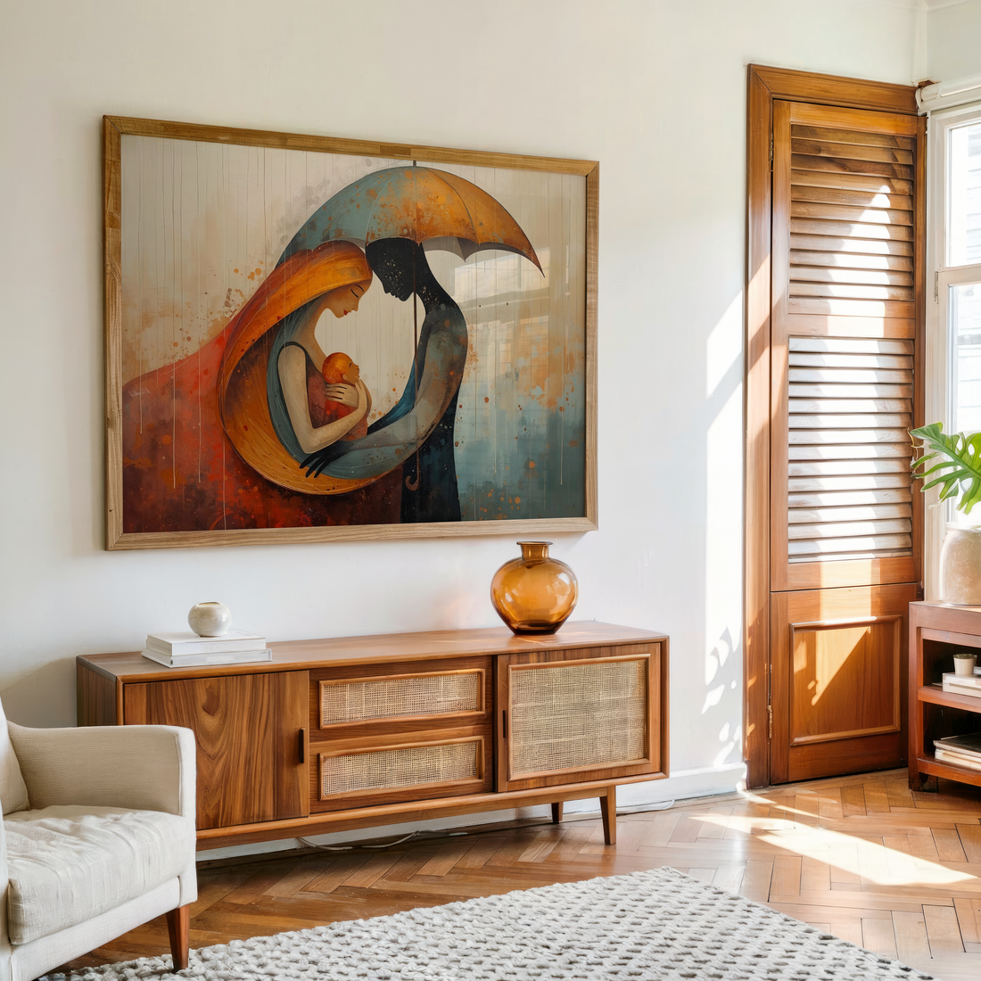Family love and care symbolized through modern wall art