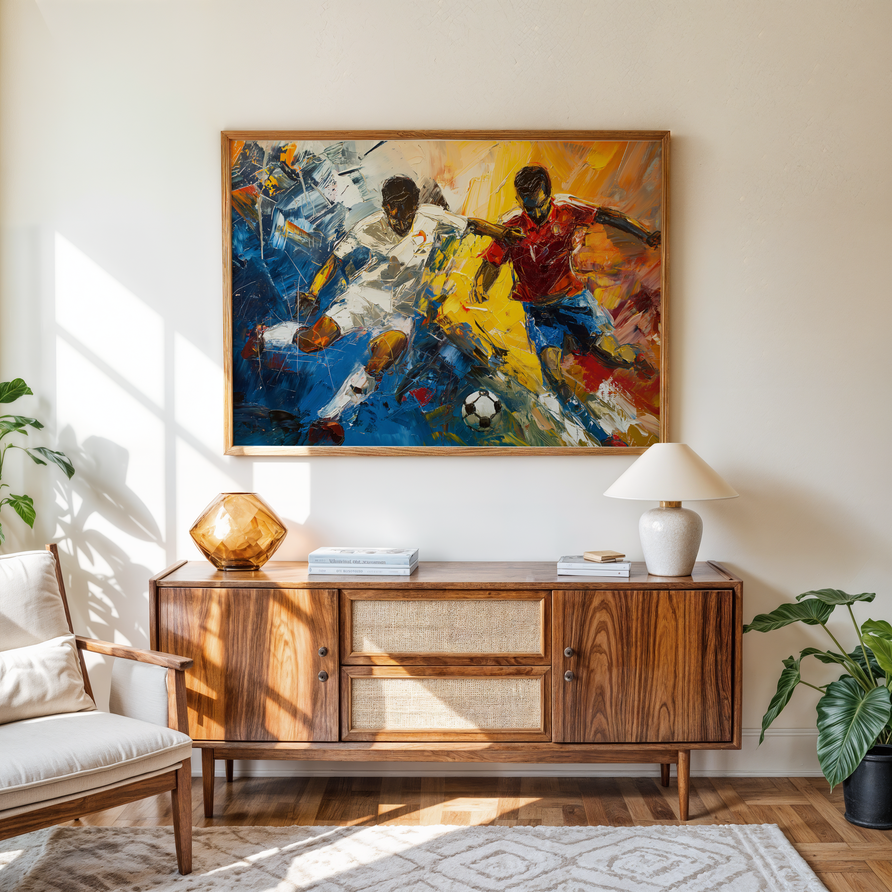 Abstract Football Canvas Art – Modern Wall Décor for Sports Enthusiasts
