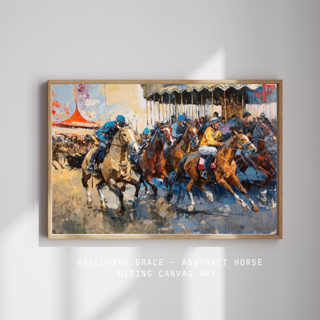 Galloping Grace – Abstract Horse Riding Canvas Art