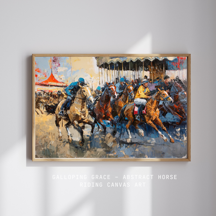 Galloping Grace – Abstract Horse Riding Canvas Art