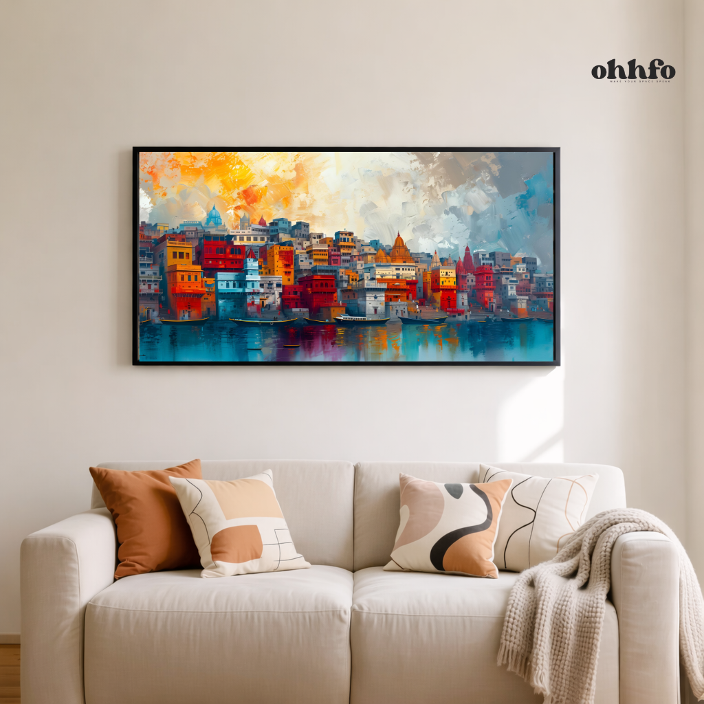 Eternal Varanasi – Mystic Ghats Cityscape Canvas Wall Art