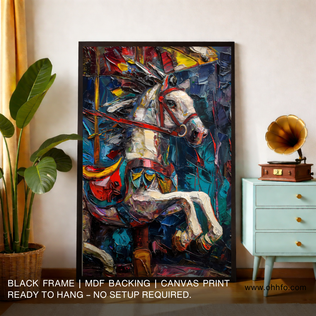 Carnival Run: Abstract Horses at Play Canvas Wall Art