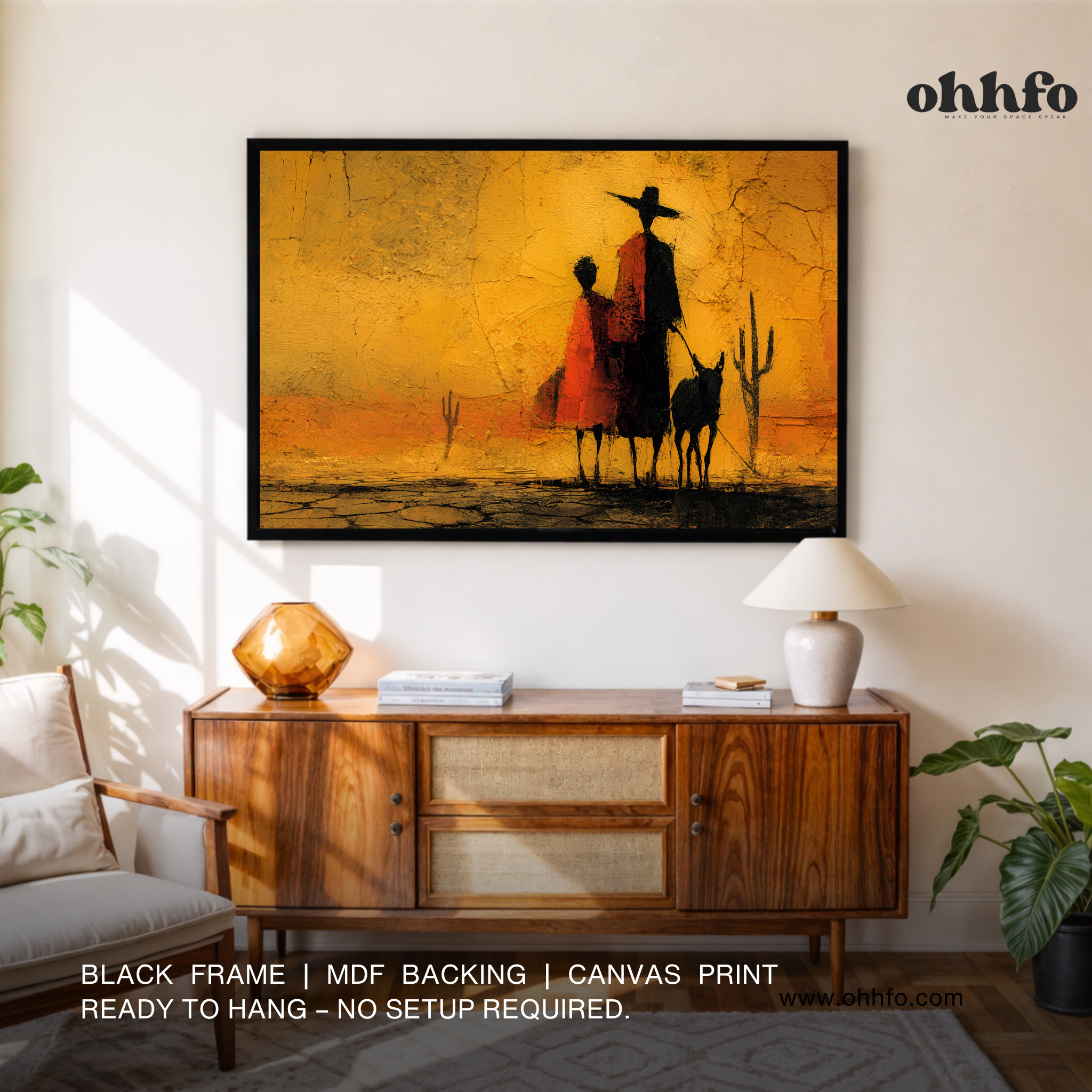 Desert Tribal Silhouette Canvas Wall Art