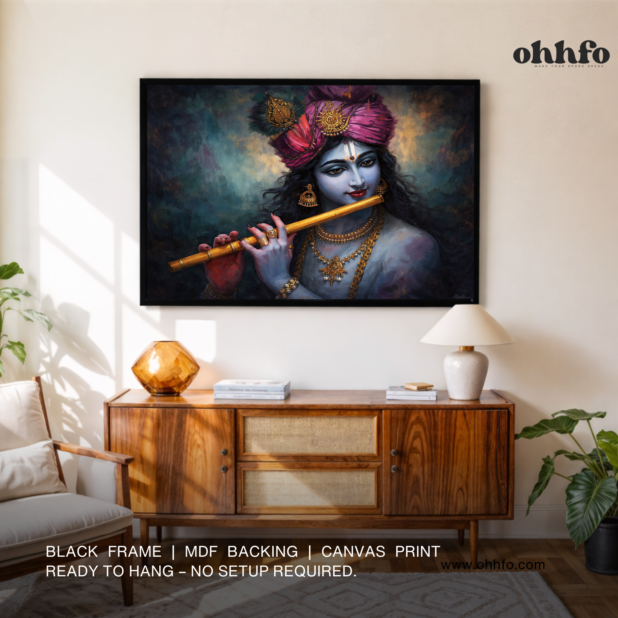 Lord Krishna Flute Painting Canvas