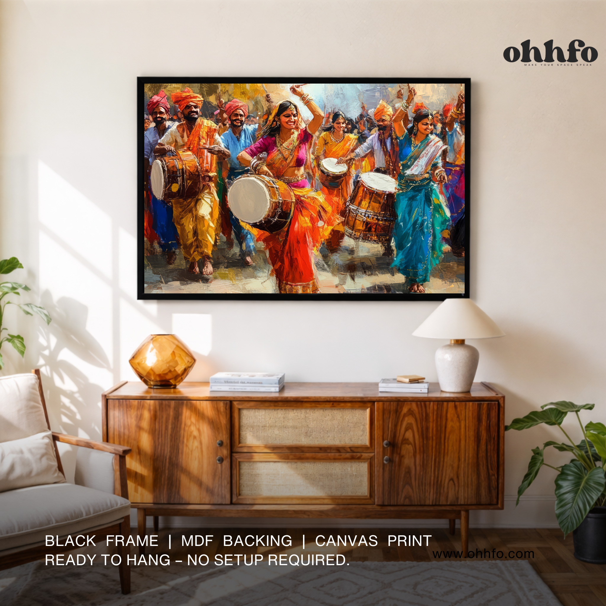 Indian Festival Celebration Canvas Wall Art – Dance & Drums