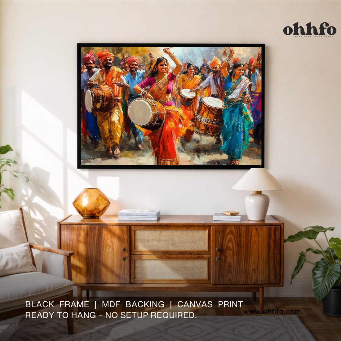Indian Festival Celebration Canvas Wall Art – Dance & Drums
