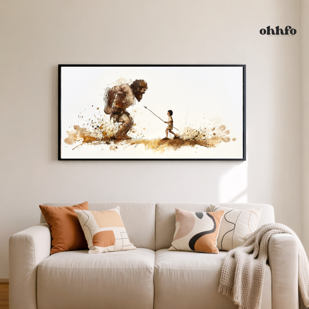 David and Goliath – Courage Against the Giant Wall Art