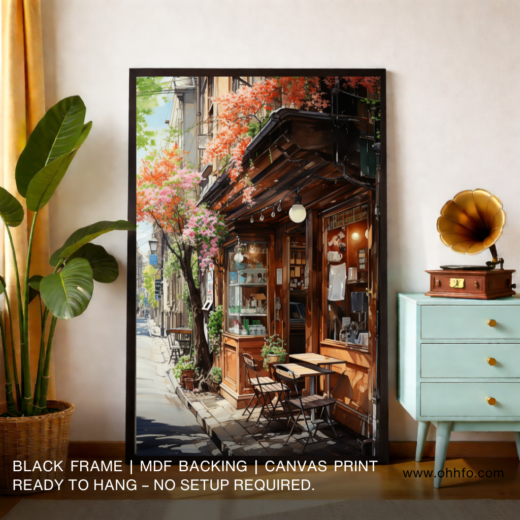 Romantic Street Café Canvas Wall Art
