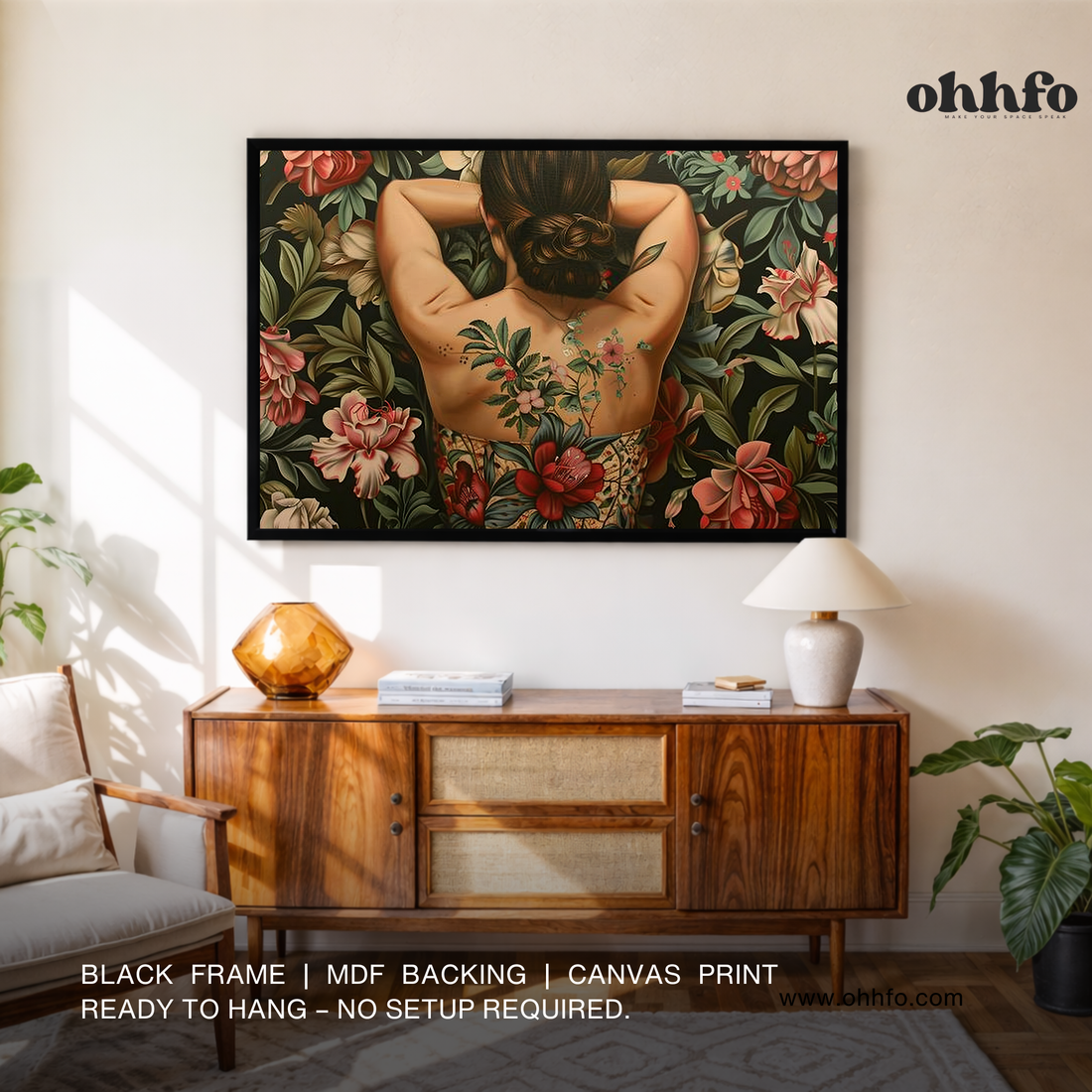 Floral Back Portrait Canvas Wall Art