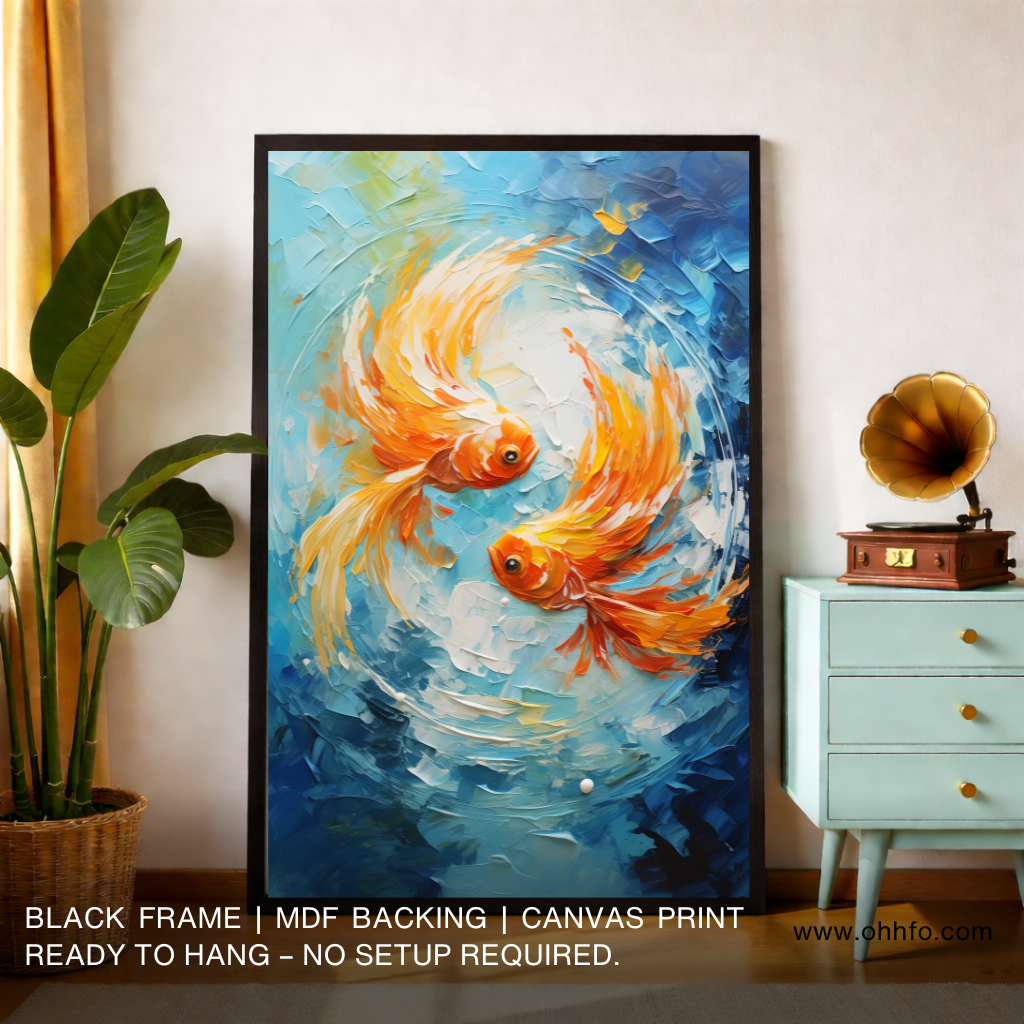 Golden Koi Fish  - Abstract Canvas Print