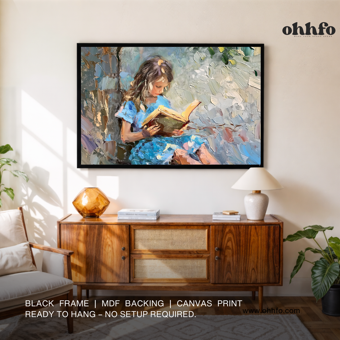 Girl Reading Canvas Wall Art – Impressionist Painting Print