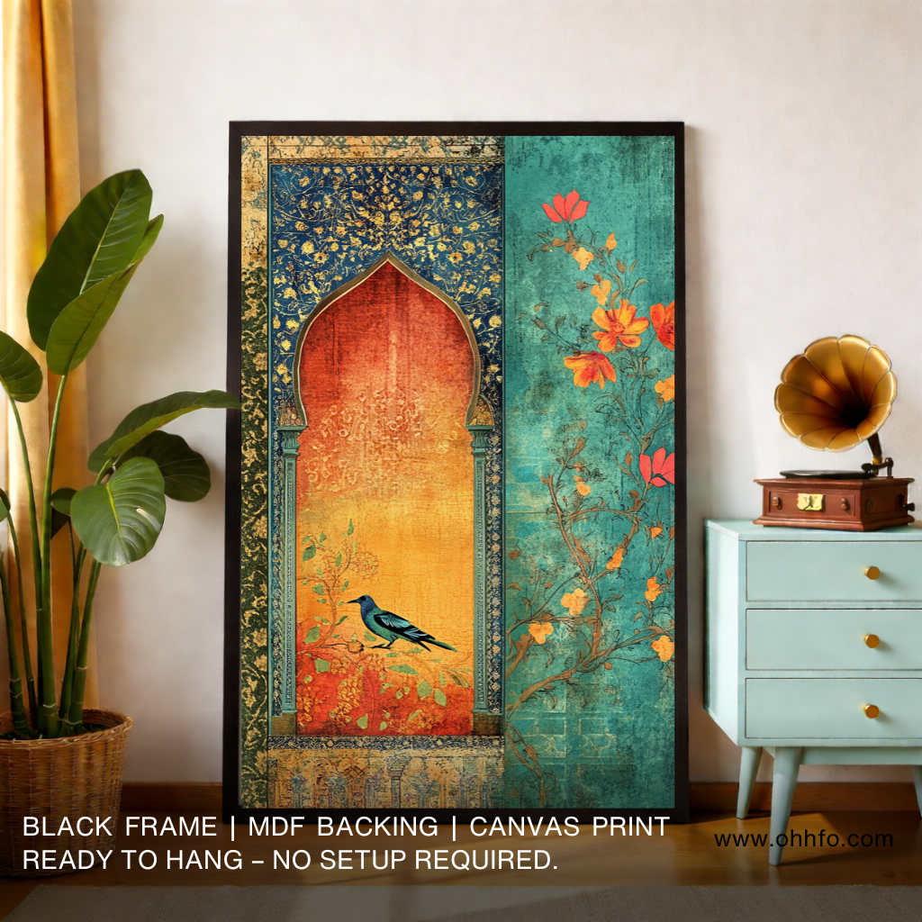 Indian Vintage Bird Canvas Wall Art