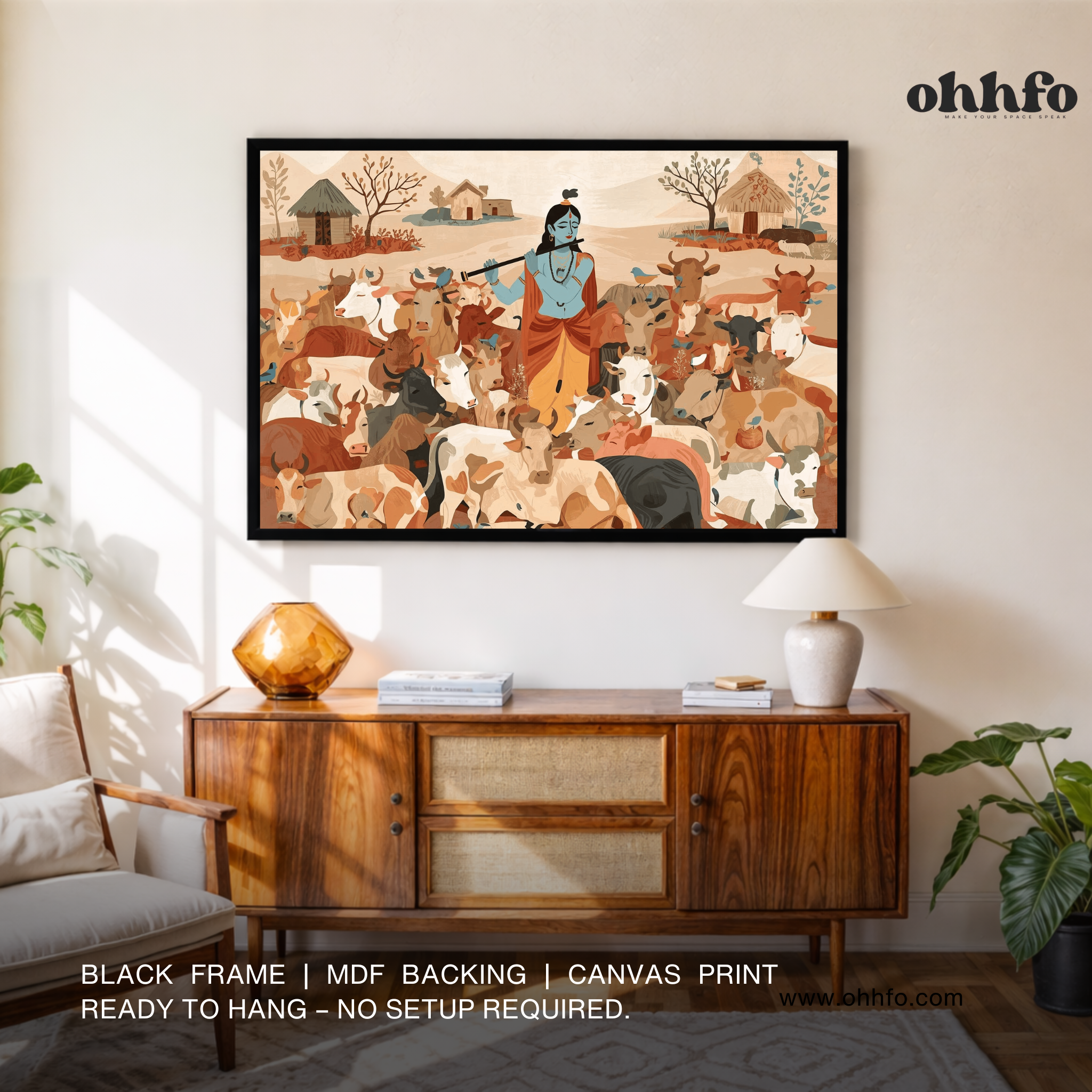 Lord Krishna with Cows Wall Art