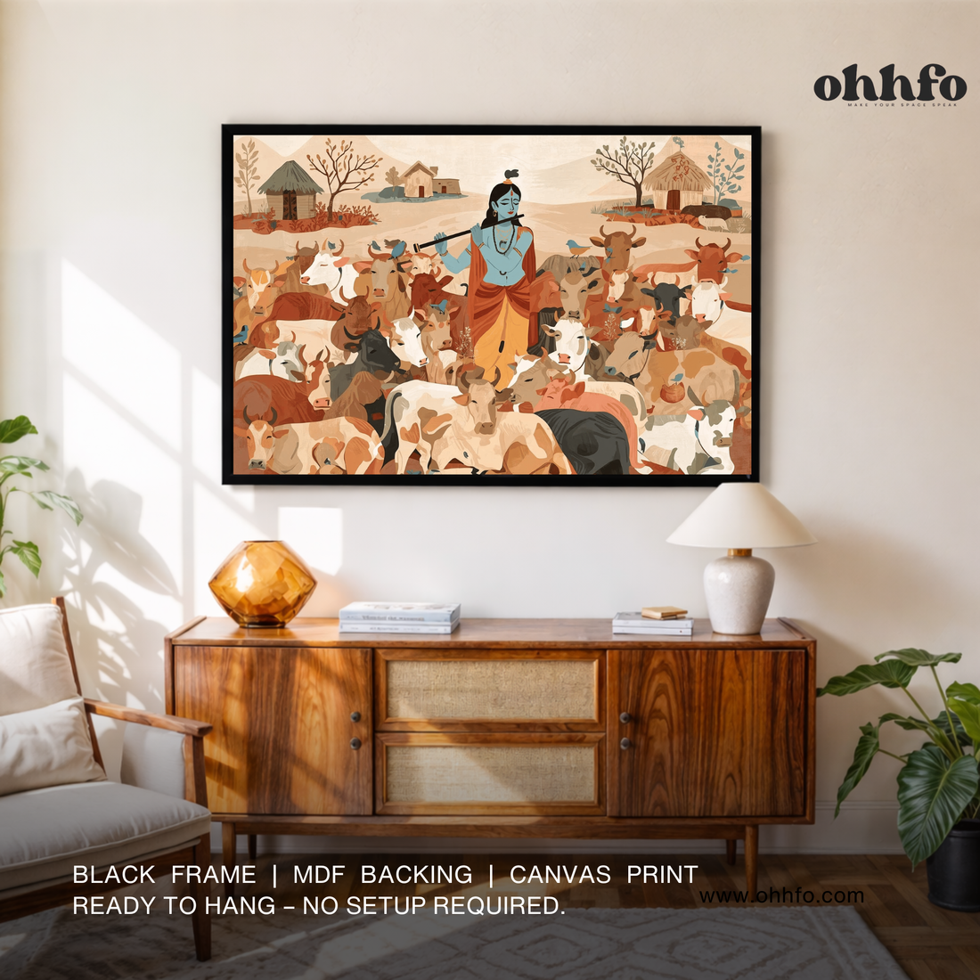 Lord Krishna with Cows Wall Art