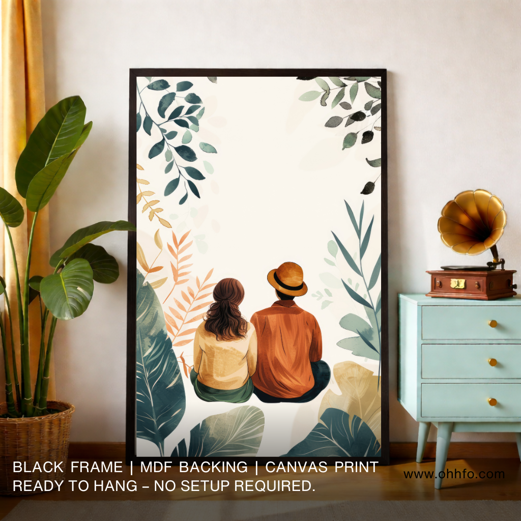 Romantic Couple Sitting in Nature Canvas Wall Art