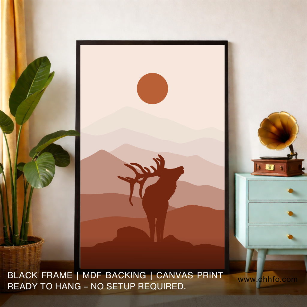 Minimal Boho Deer Silhouette Wall Art Canvas