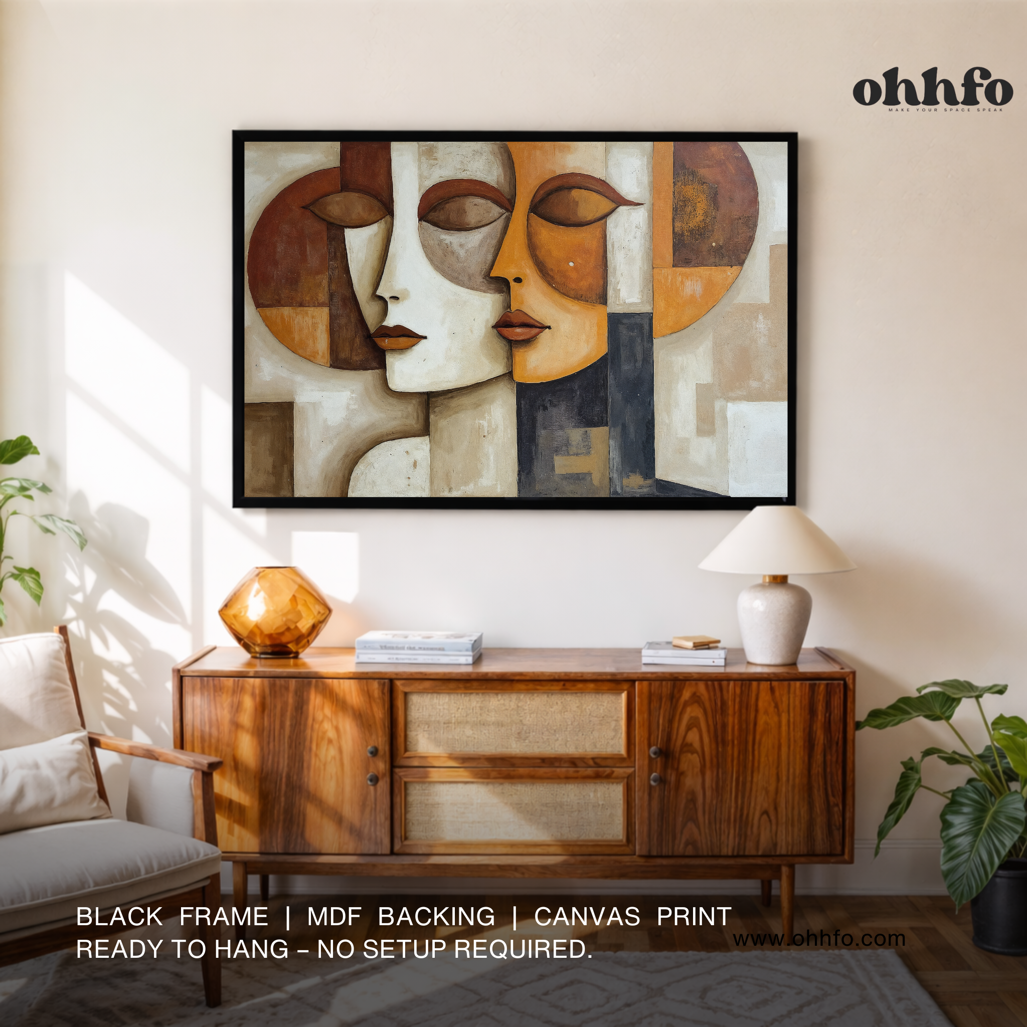 Abstract Two Faces Cubism Painting