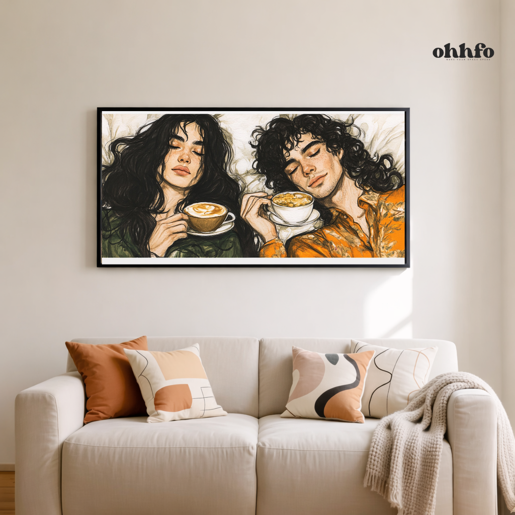 Morning Coffee Together – Cozy Couple Canvas Wall Art