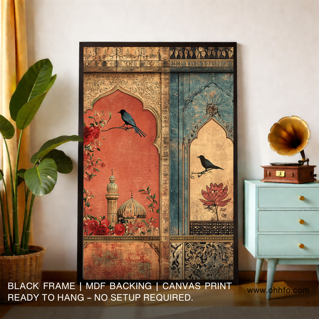 Mughal Window Birds Wall Art Canvas Print