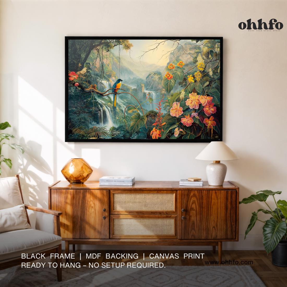 Rainforest Waterfall Canvas Wall Art - Ready To Hang