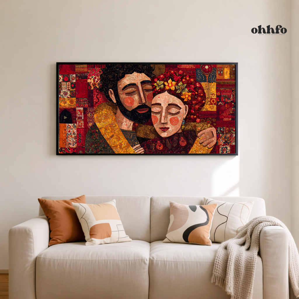 Sacred embrace cultural couple mosaic canvas-art