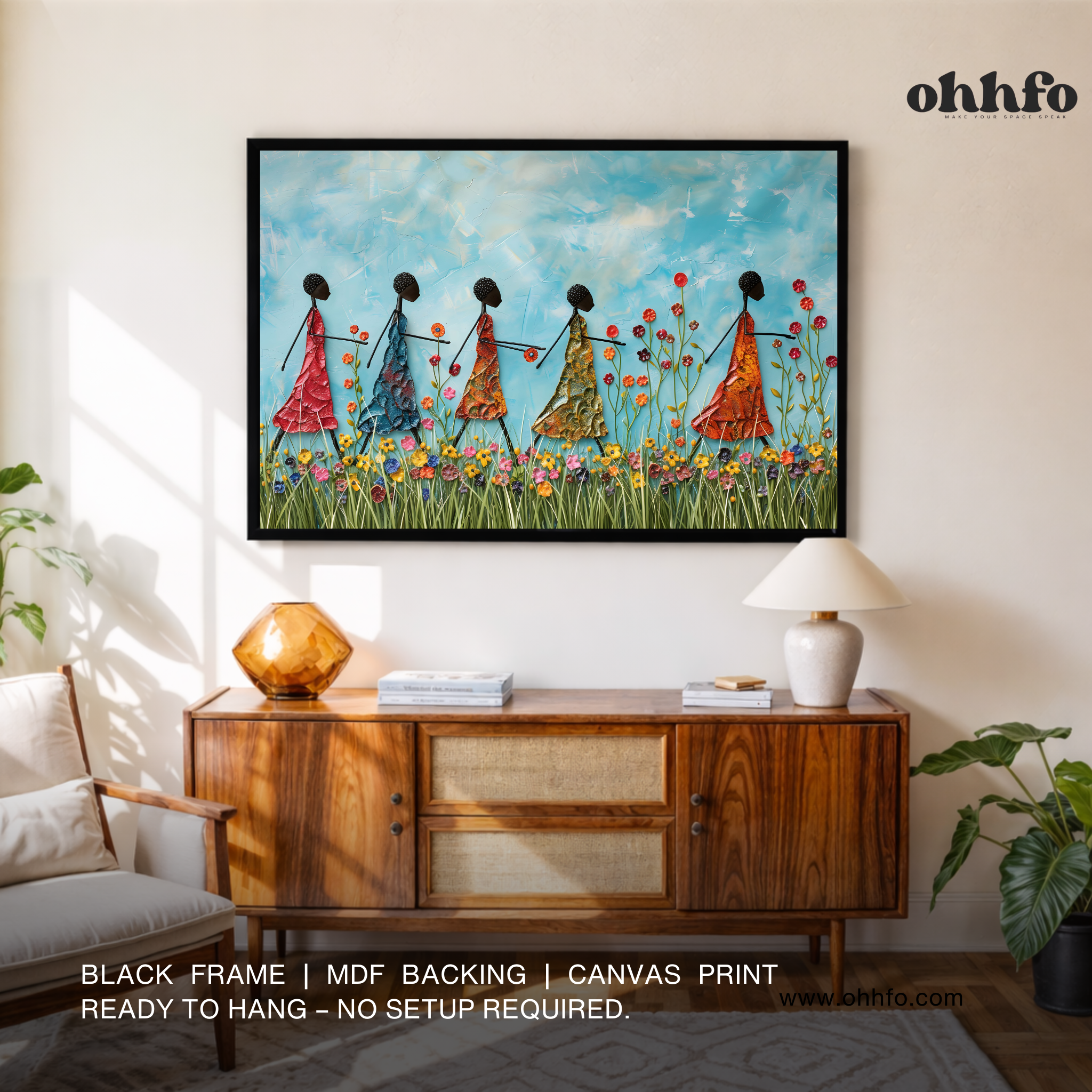 Sisters of Spring – Afro-Boho Floral Wall Art