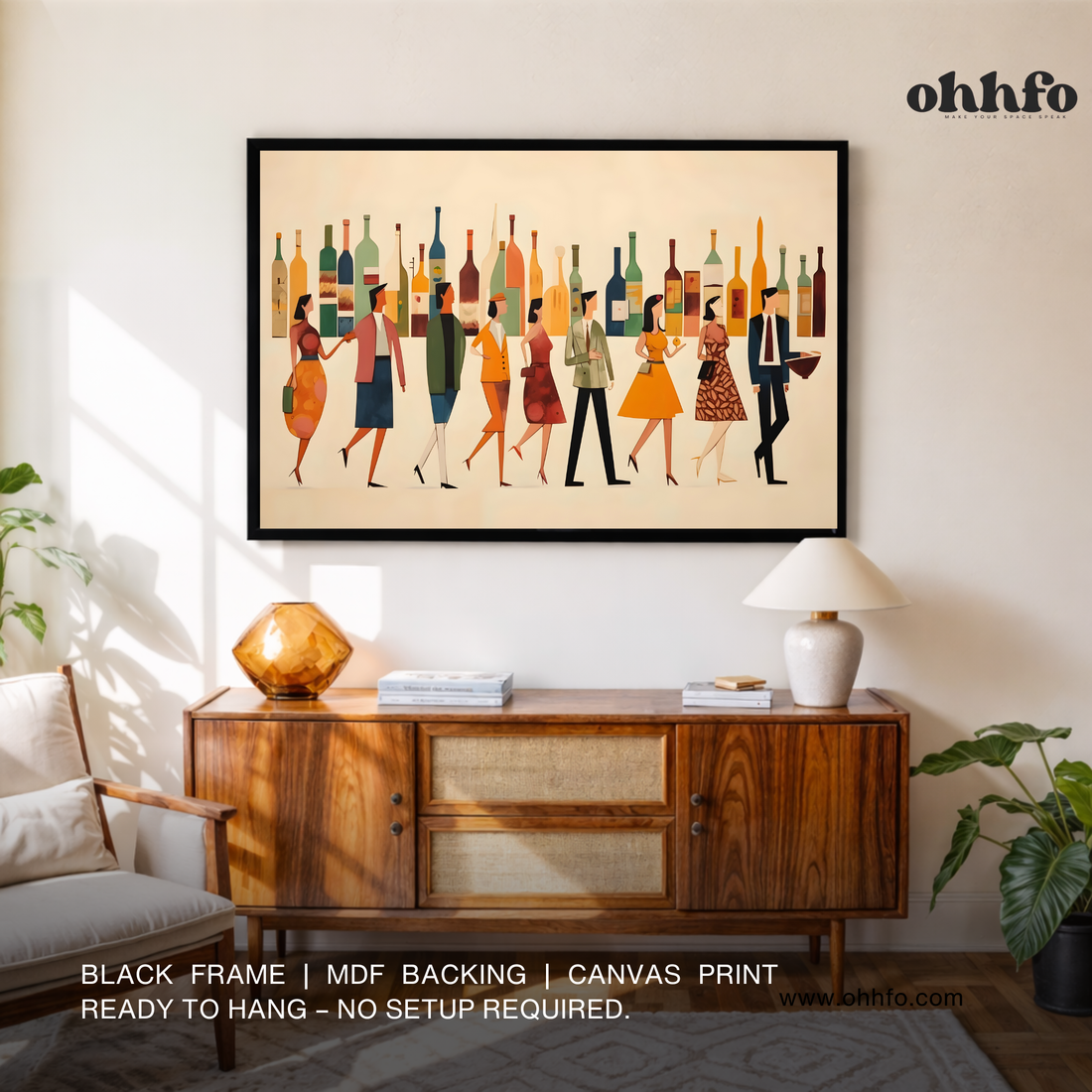 Stylish Cocktail Bar Crowd Canvas Wall Art  – Ready to Hang