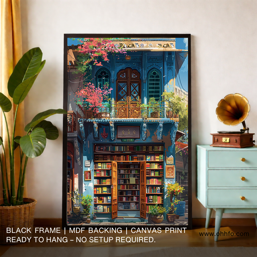 Charming Old Bookshop Canvas Wall Art