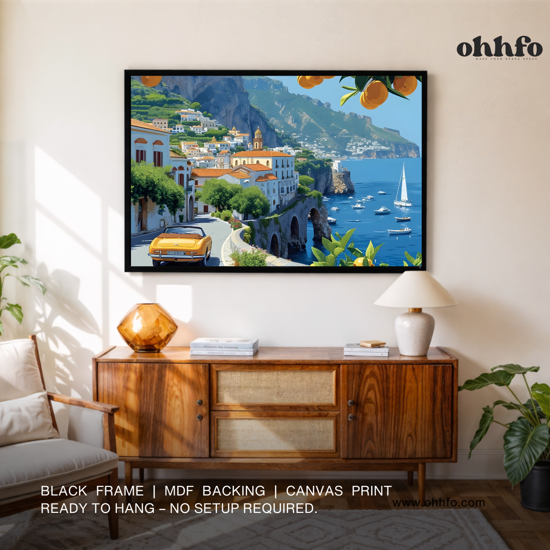 Mediterranean Coastal Drive – Vibrant Travel Canvas Wall Art