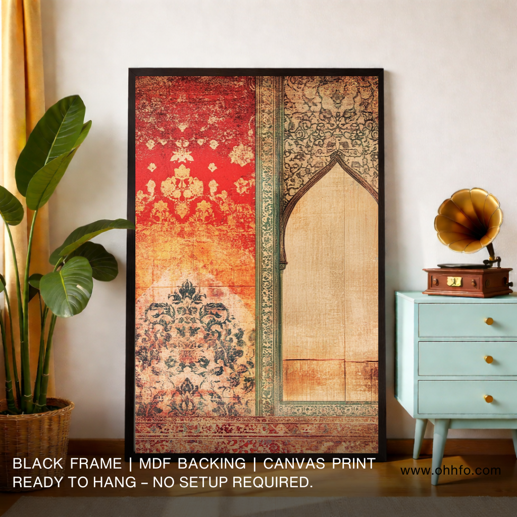 Vintage Mughal Floral Arch Wall Art Canvas Print