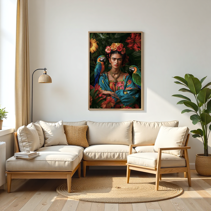 Bold floral portrait canvas print for home decor