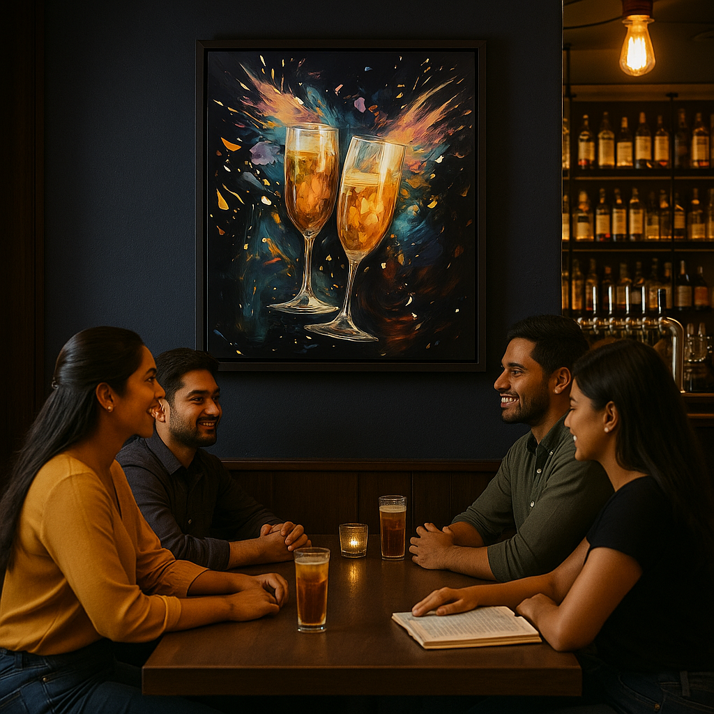 Cheers with colorful splash – perfect wall art for parties or bars