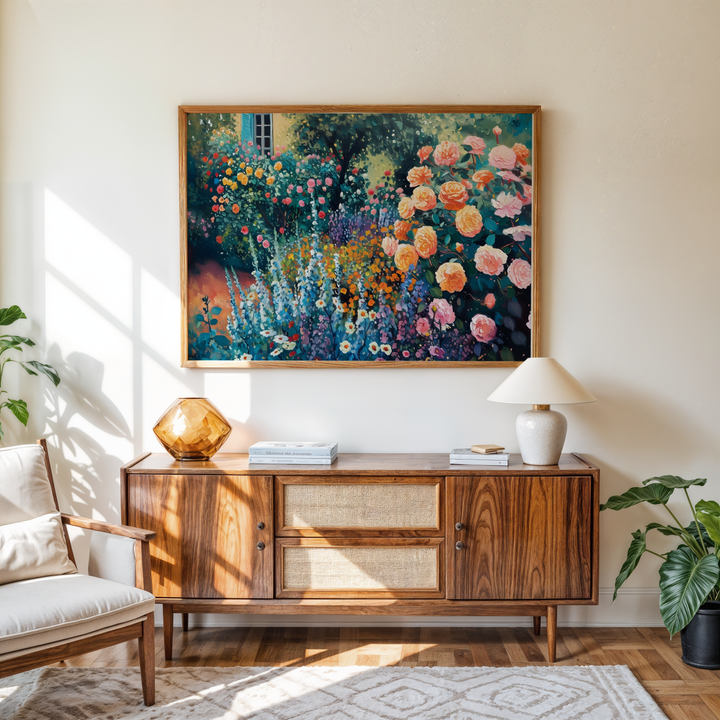 Colorful flower garden canvas wall decor inspired by nature and spring