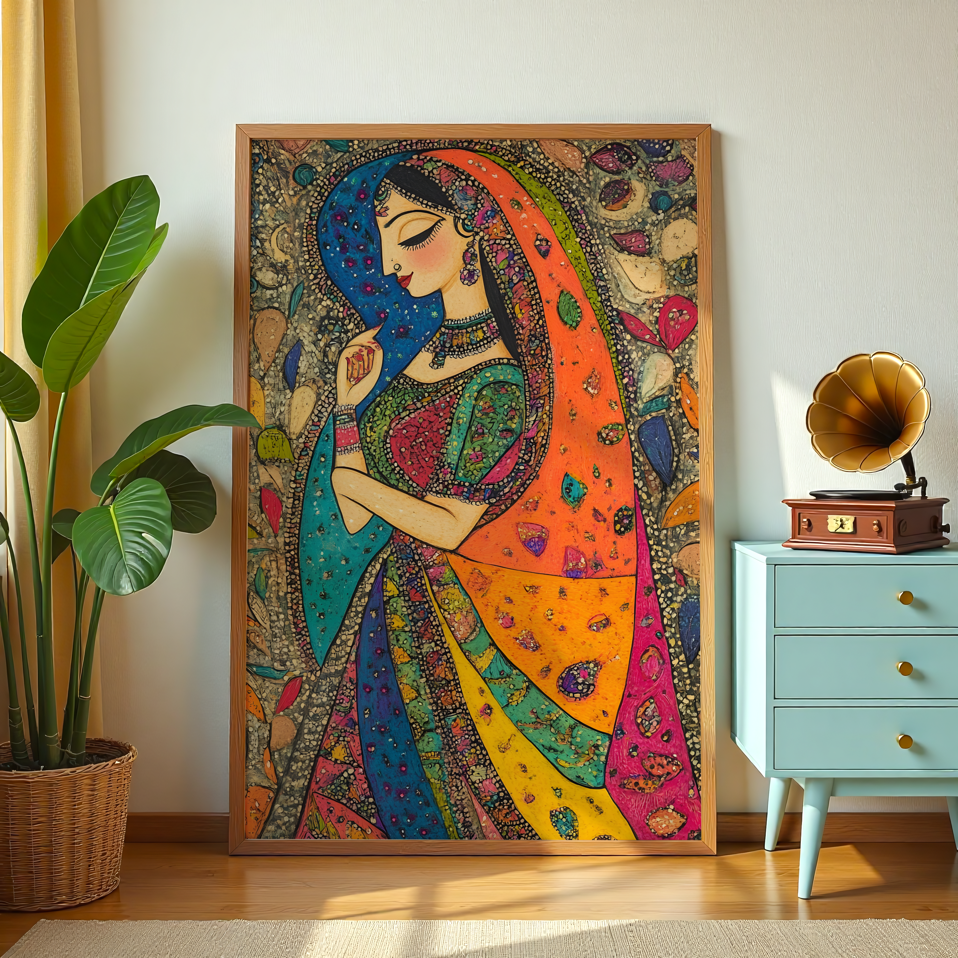 Indian traditional painting with vibrant colors